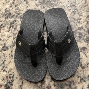 CALVIN KLEIN BLK/SIL FLIP-FLOP/SANDALS